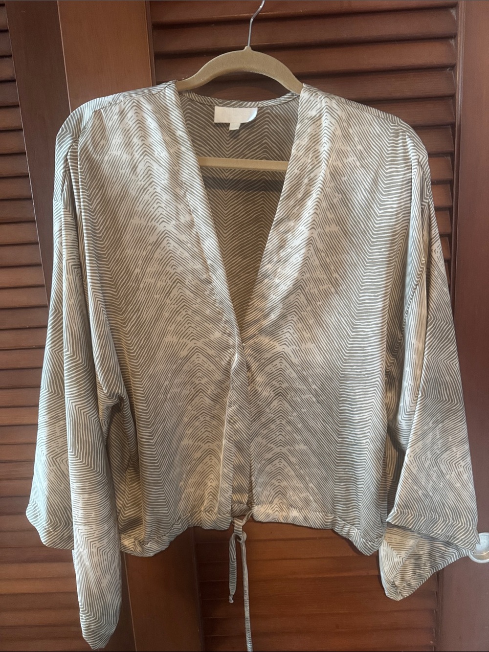 Alexis Metallic Silver Chevron Wrap Blouse